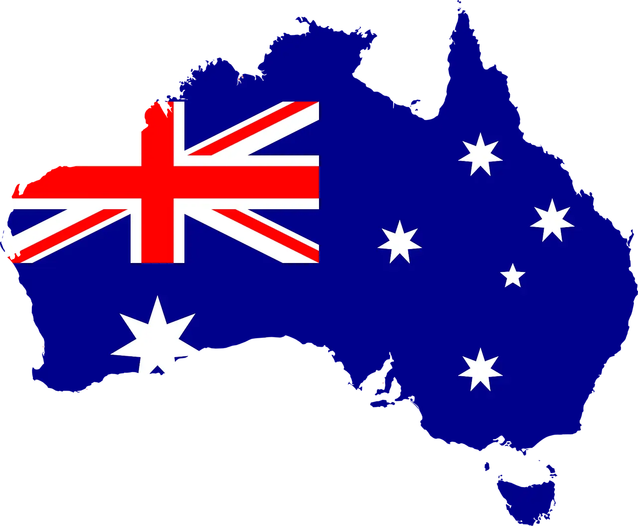 Australia map with flag
